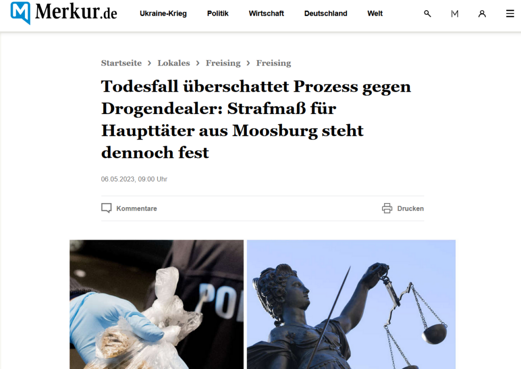 Pressebericht Drogendeal Marihuana trotz Todesfall moosburg