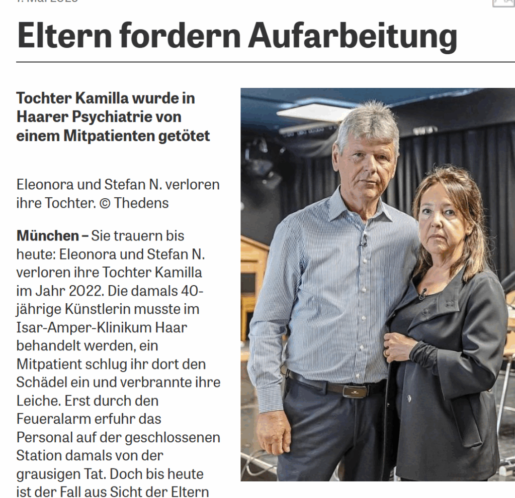 Jella von Wiarda - Mordfall Kamilla N. Eltern von Kamilla OVB Zeitung