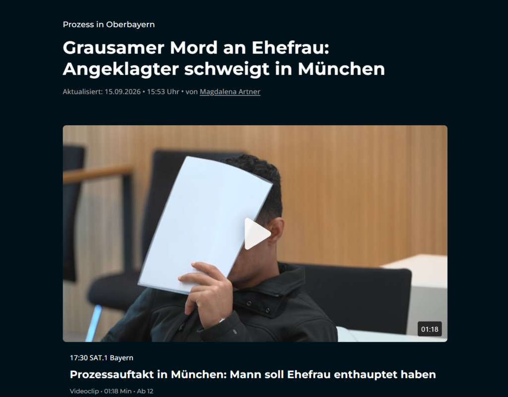 Presseartikel Mord in Krailling, Angeklagter Landgericht München II